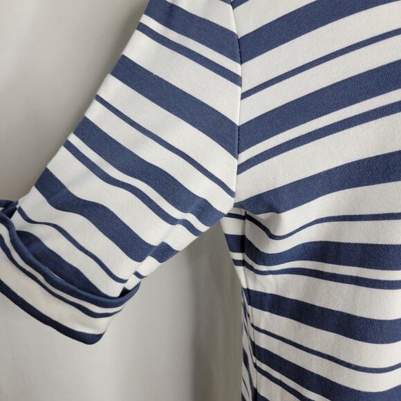 Style & Co Printed Boat-Neck Elbow Sleeve Dress Blue Stripe NWT Size Large - Picture 5 of 9